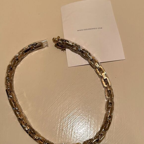 Eddie Borgo Women's Supra Link Chain Necklace 12k Gold Finish 18" Choker New - Picture 5 of 10